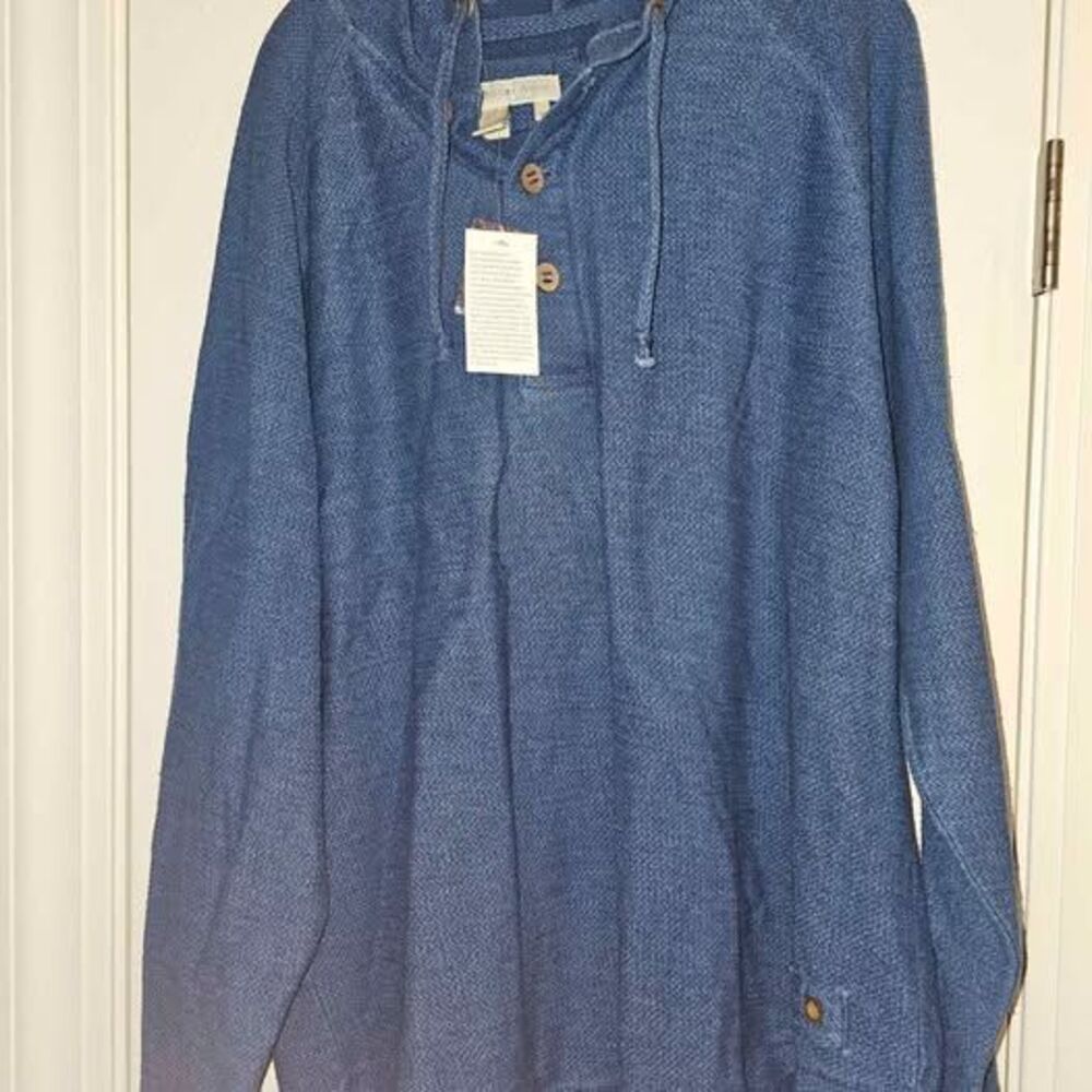 Territory Ahead Blue Hooded Henley Sweater XL